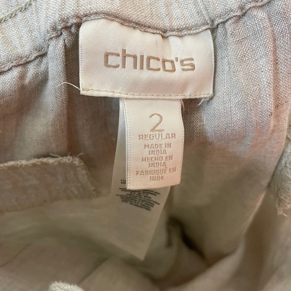 Chico’s 100% Linen Wide Leg Comfort Flowing Loose Relaxed Trouser Pants Size 2 - Picture 15 of 16